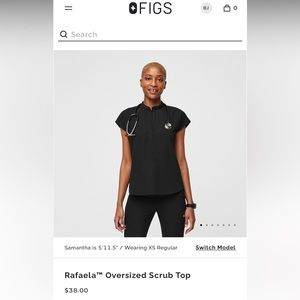 FIGS Black Rafaela™ - Oversized Scrub Top